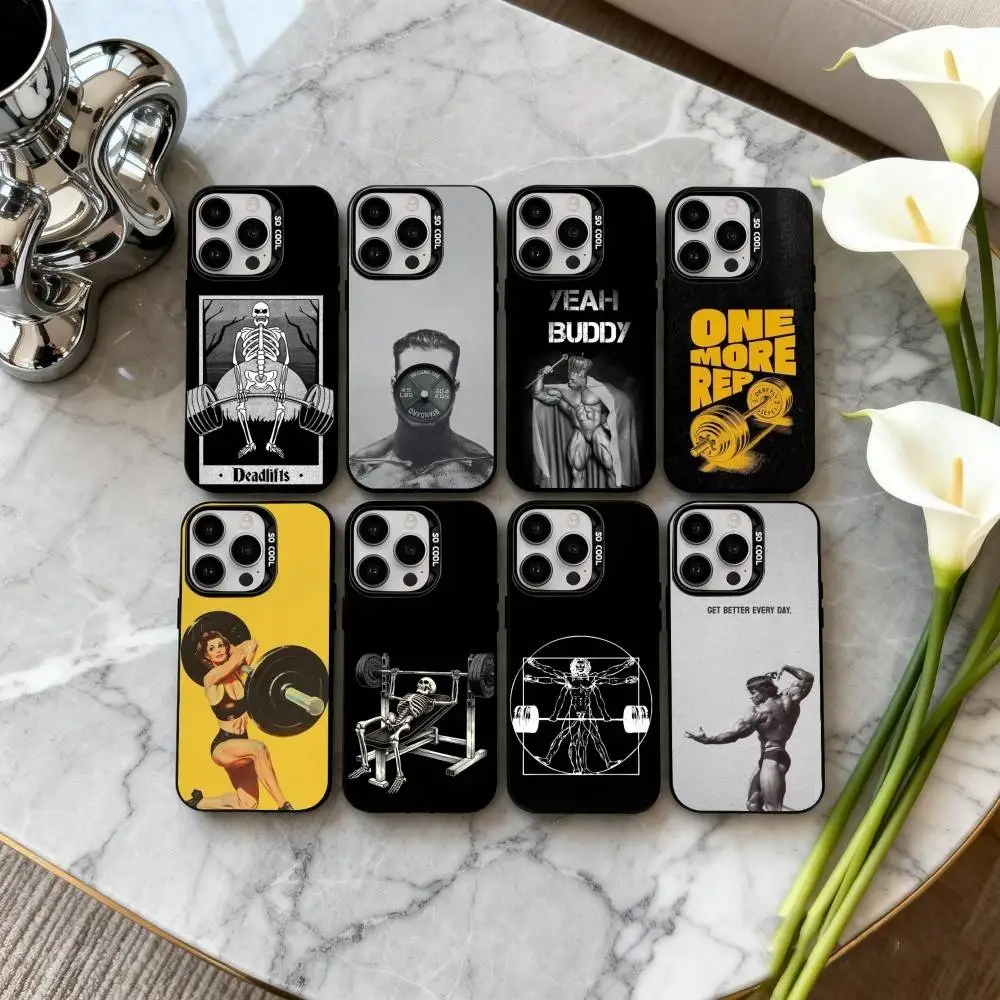

Gym F-Fitness B-Bodybuilding Phone Case For iPhone17,16,15,14,13,12,11 Plus,Pro Max Black Candy Silver Plated Cover