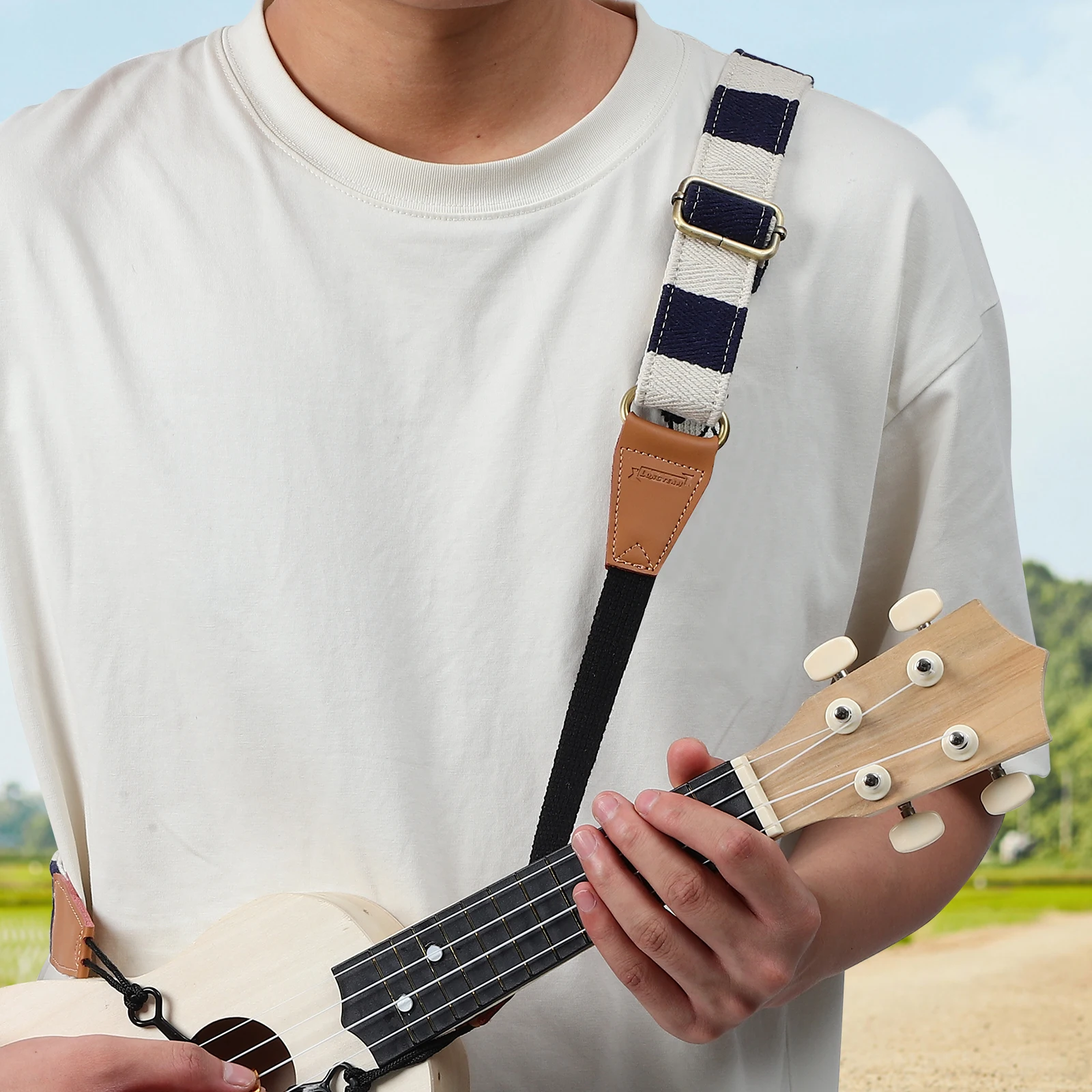 

Ukulele Strap Cotton Sling Shoulder Adjustable Replacement Hook Instrument Belt