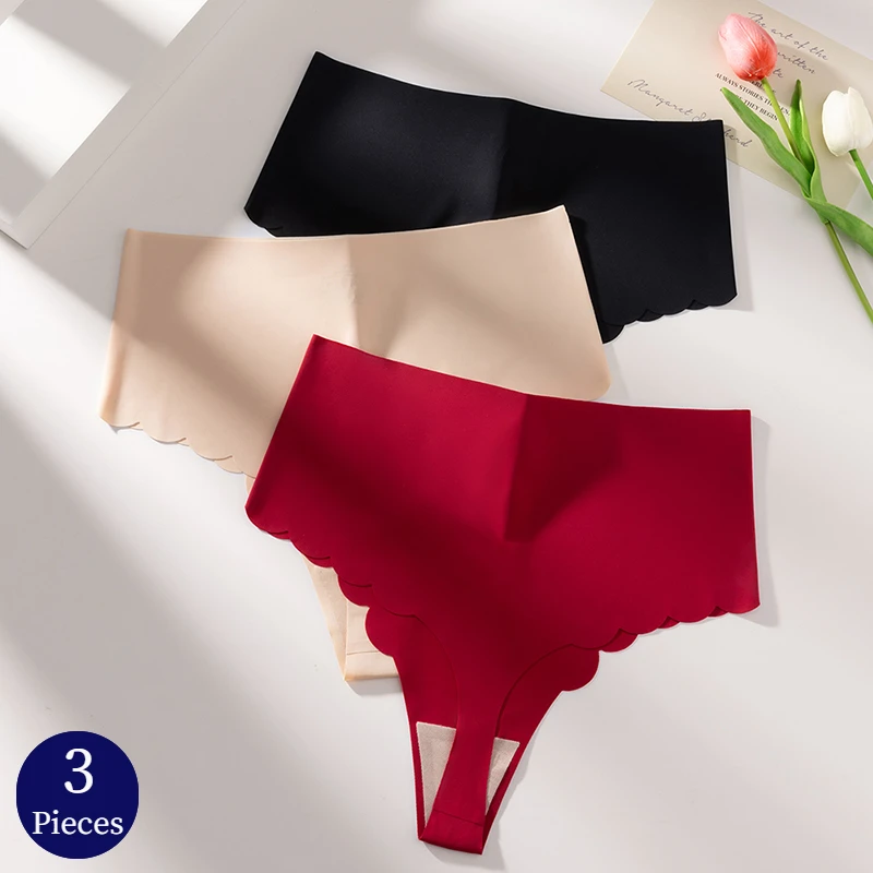 BZEL 3PCS/Set Women's Panties Fashion Simple Female Thongs Sexy Lingerie Breathable Underwear High Waist G-String Hot Underpants