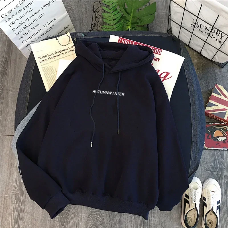 2024 Spring New Plush Thickened Hoodies Women Pullover Versatile Korean Long Sleeved Sweatshirts Women Hoodies Winter Y2k