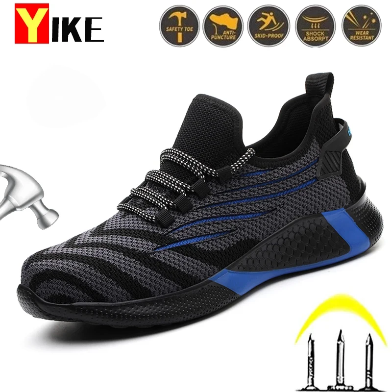 Men Work Safety Shoes Anti-puncture Working Sneakers Male Indestructible Work Shoes Men Boots Lightweight Men Shoes Safety Boots