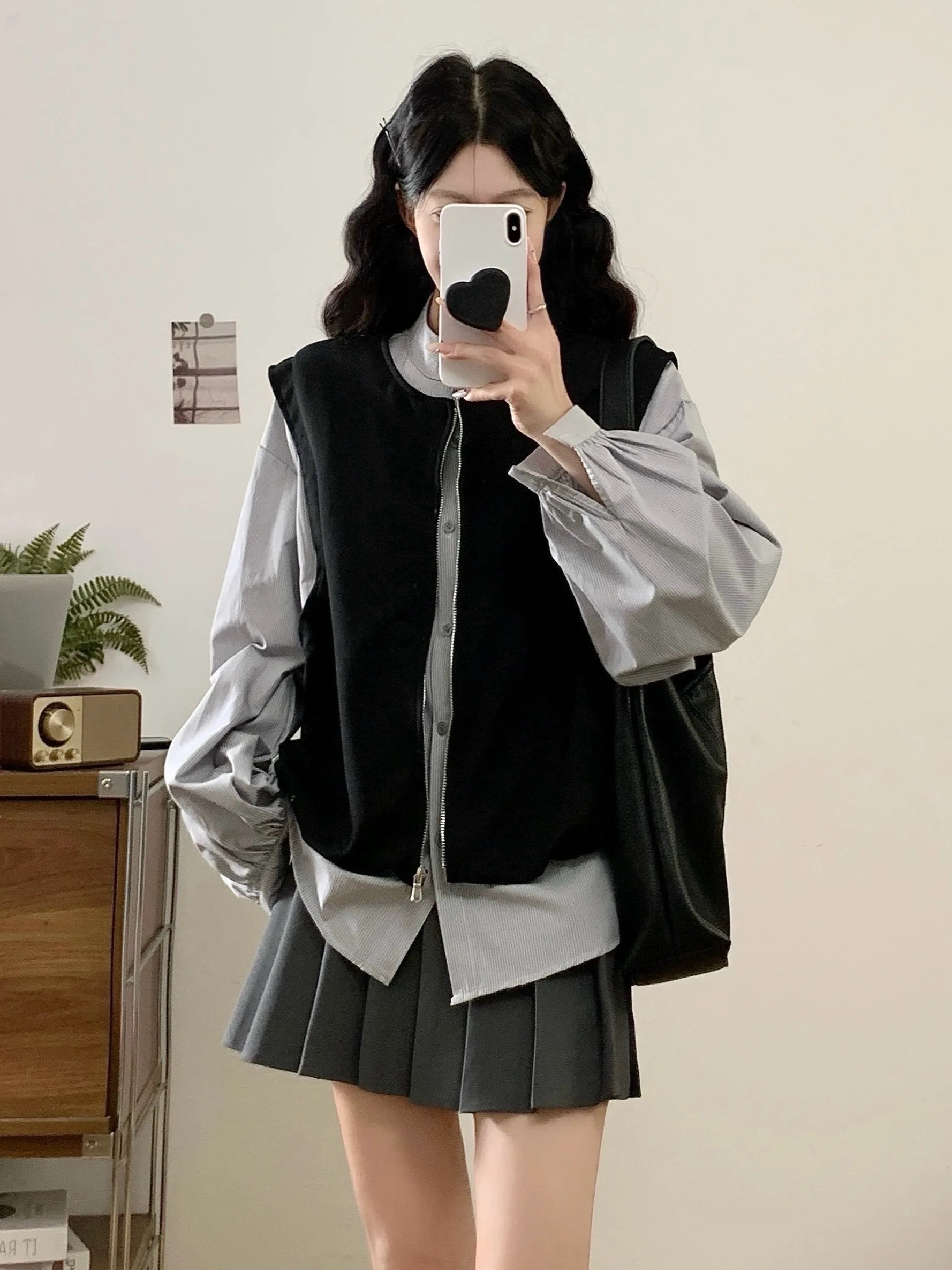 

plus Size Fashionable Long Sleeve Jacket Loose Slimming Color Block Design Autumn New Style Women's Outerwear Top
