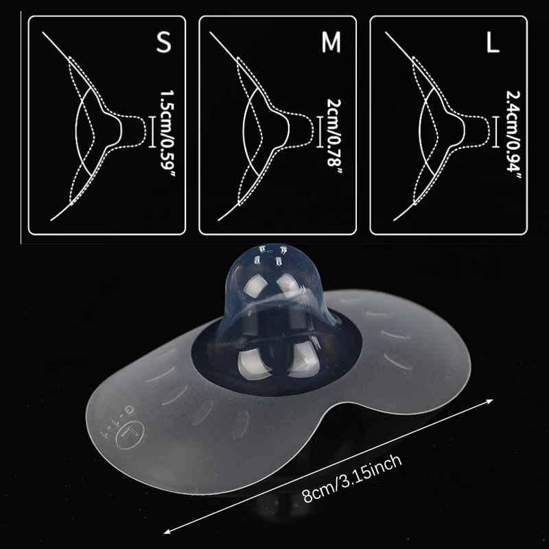 2pcs Silicone Nipple Protectors Feeding Mothers Nipple Shields Protection Cover Breastfeeding with Clear Carrying Case