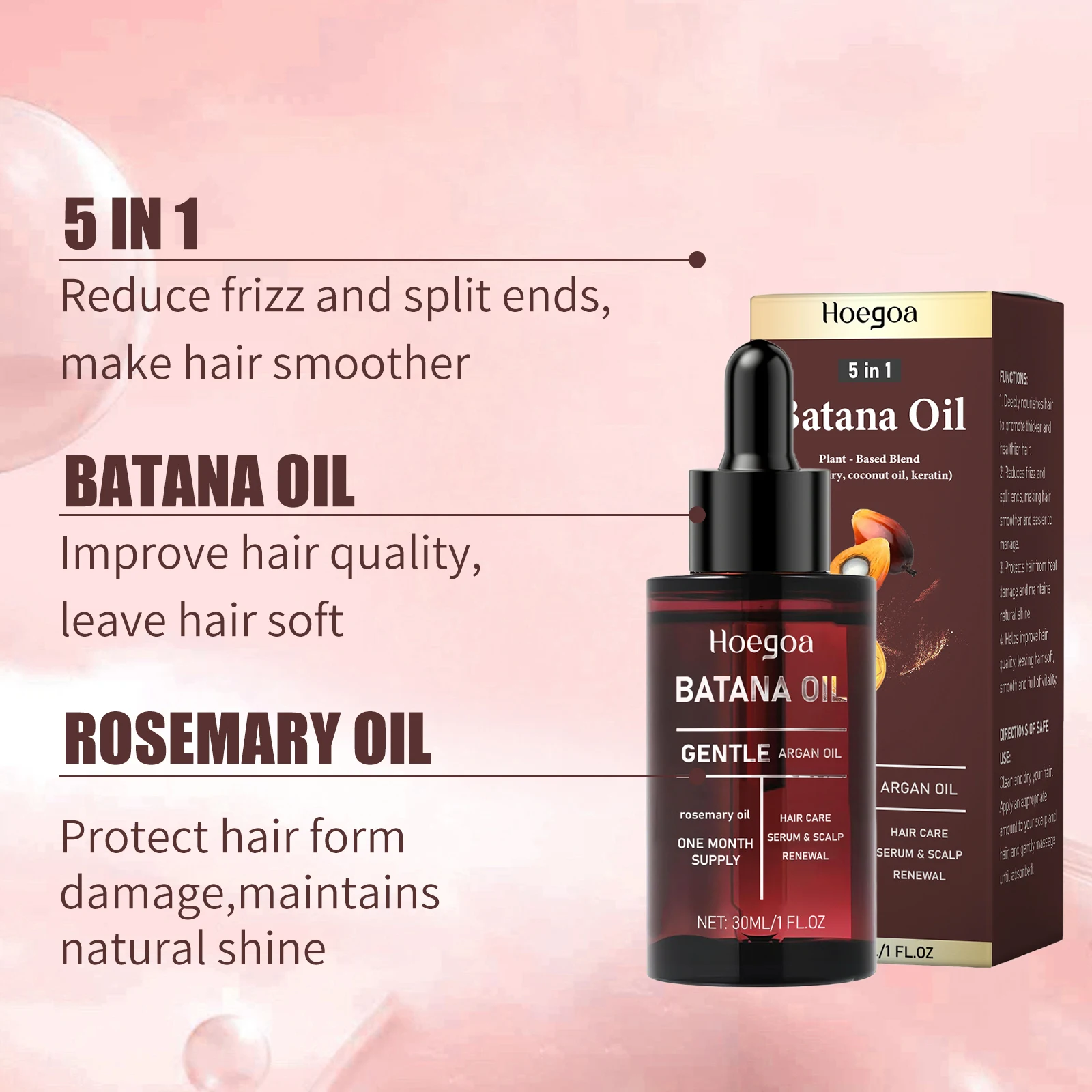 

Batana Essential Oil Repair Damaged Hair Strengthen Roots Reduce Hair Loss Improve Hair Splitting Moisturizing Nourish Hair Care