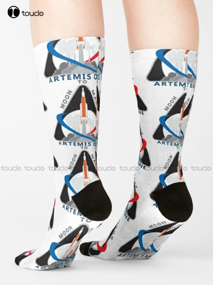 Artemis Mission One Logo Socks Pink Socks Personalized Custom Unisex Adult Teen Youth Socks 360° Digital Printing Streetwear