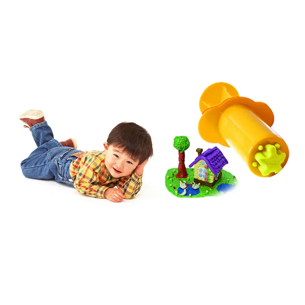 Kit de ferramentas para moldagem de argila colorida, 5 peças, modelos de designs variados para crianças, atividades de artesanato, conjunto de decoração para festas