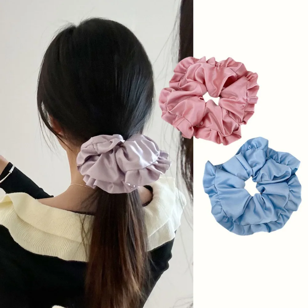 Summer Organza Scrunchies New Elastic Folded Ruffled Edges Hair Loop Oversized Hair Accessories Ponytail Holders Women