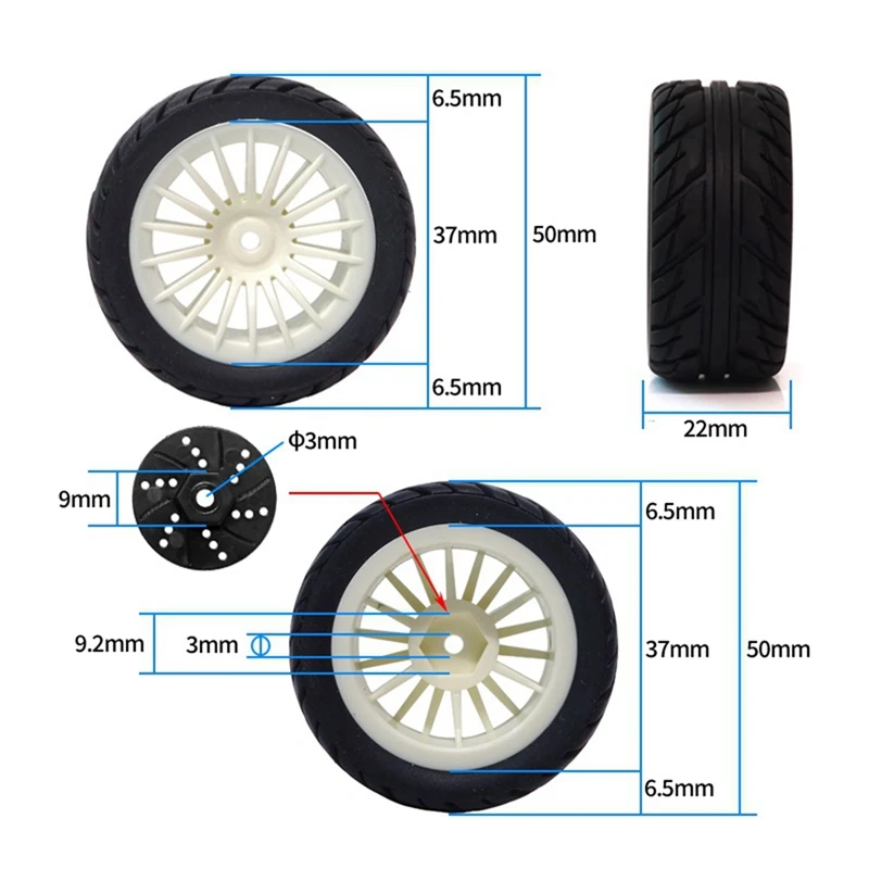 4Pcs Rubber Tires Tyre Wheel For SG1603 SG1604 SG 1603 UDIRC UD1601 UD1602 UD1603 UD1604 1/16 RC Car Upgrade Parts