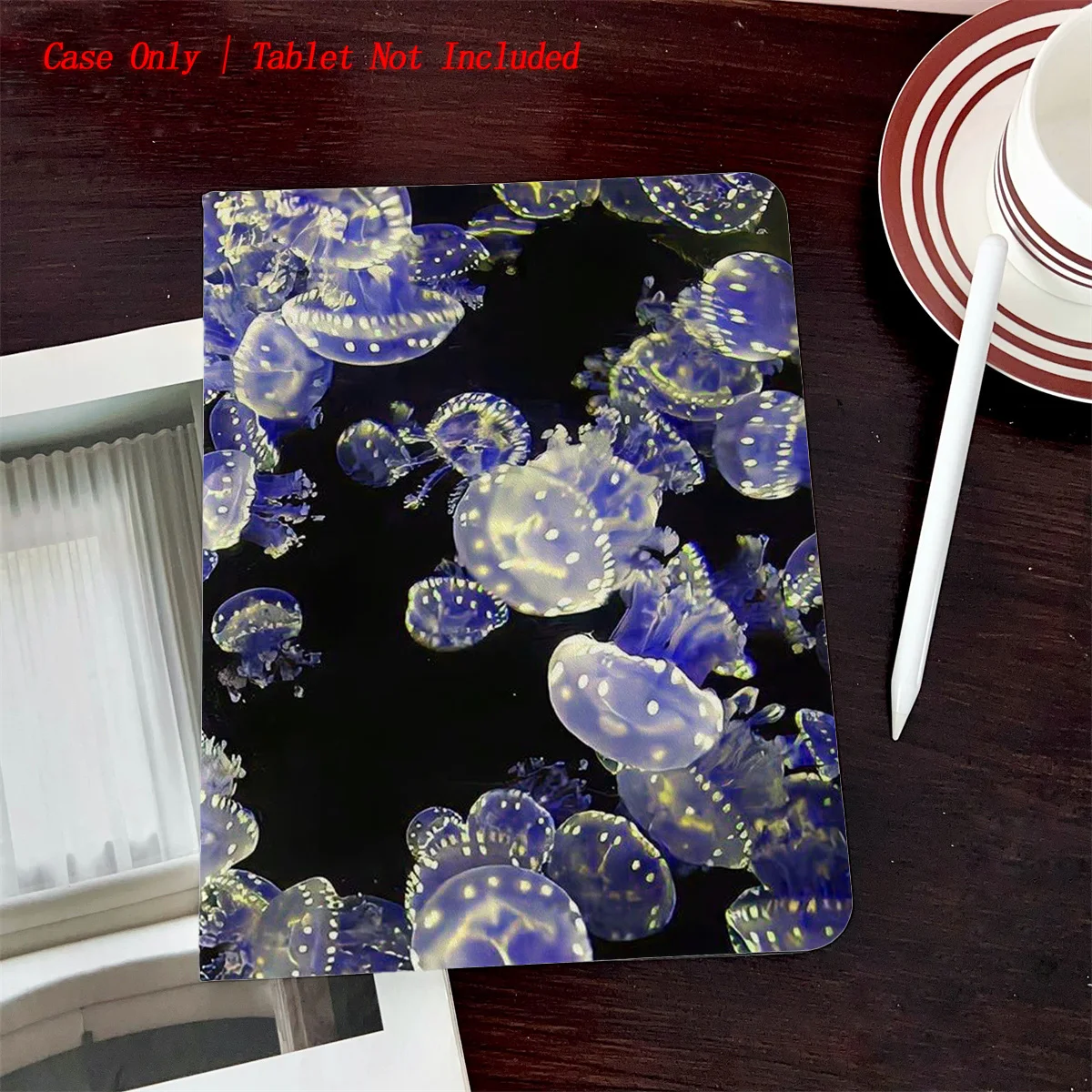 

Простая обложка для свежей книги с отделением для ручки и принтом черной медузы, автоматический сон/пробуждение, подходит для нескольких моделей яблоков