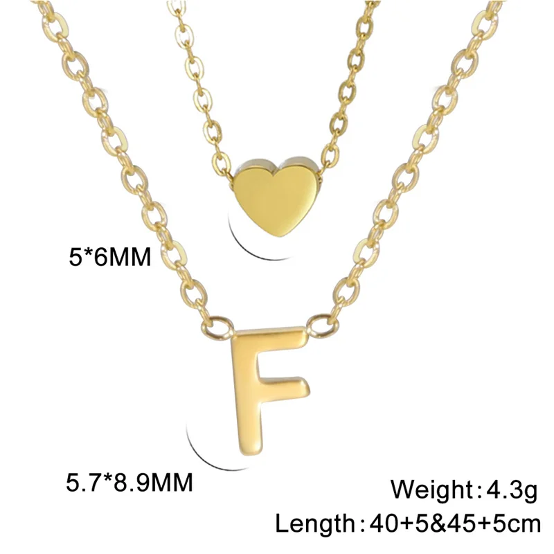 Mode Tiny Herz Initial Halskette Gold Silber Farbe Multilayer Brief Choker Halskette Für Frauen Charme Anhänger Schmuck Geschenk – Detail 26