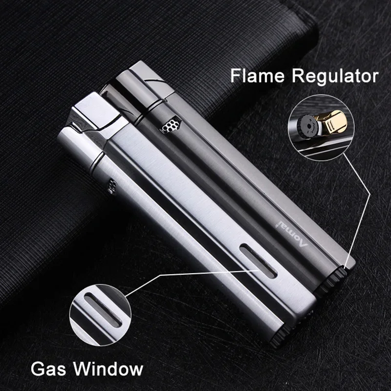 New Jet Torch Lighter with Gas Window Blue Flame Click Refillable Butane Gas Lighters for Cigar Cigarette Kitchen