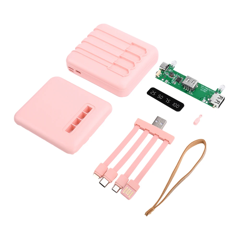 

3*18650 Power Bank Case with Handle Self-wired 4-wire Portable Charger Case Battery Case DIY Shell for Power Bank Dropshipping