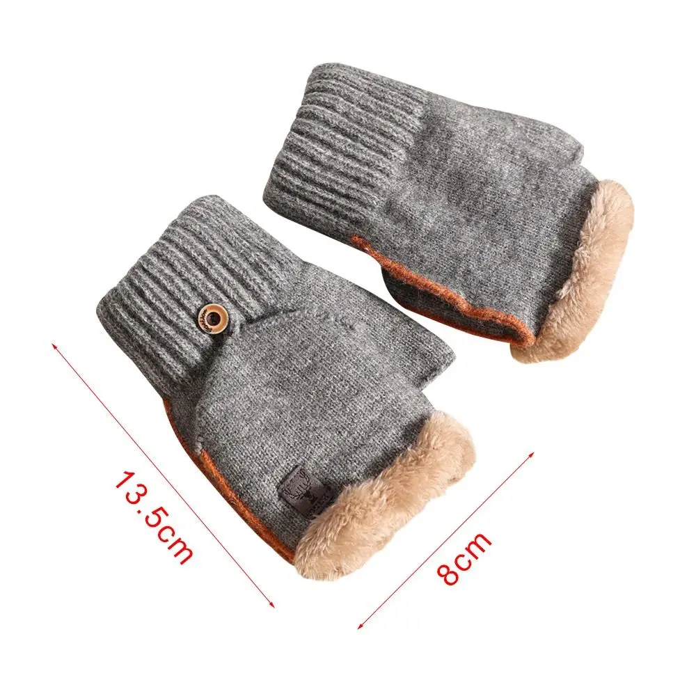 Autumn Winter Gloves Plush Fluffy Knitted Flip Fingerless Gloves Touch Screen Half Finger Warm Gloves