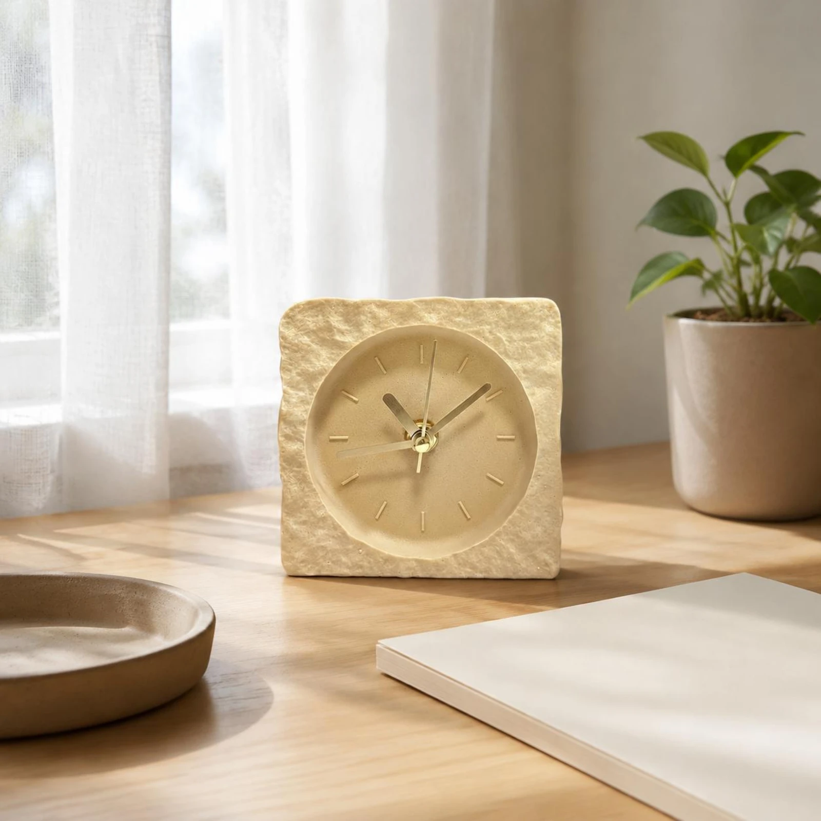 Modern Desk Timepiece Luxury Decorative Square Timepiece Home Decor Elegant Easy to Read for Study