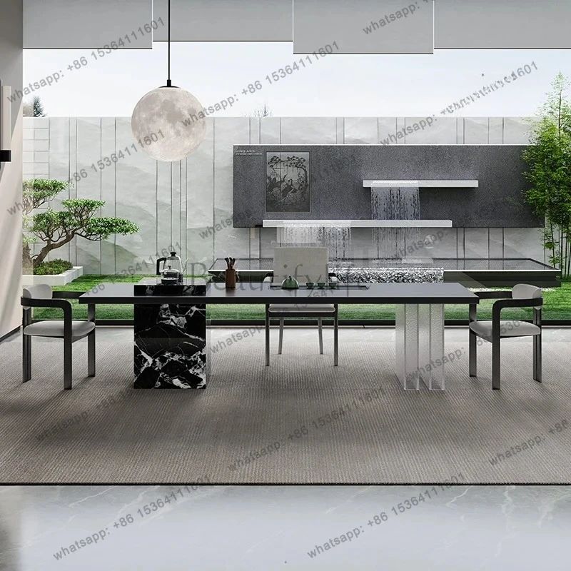 NEW DK Italian minimalist rock slab tea table and chair combination villa living room designer creative art tea table