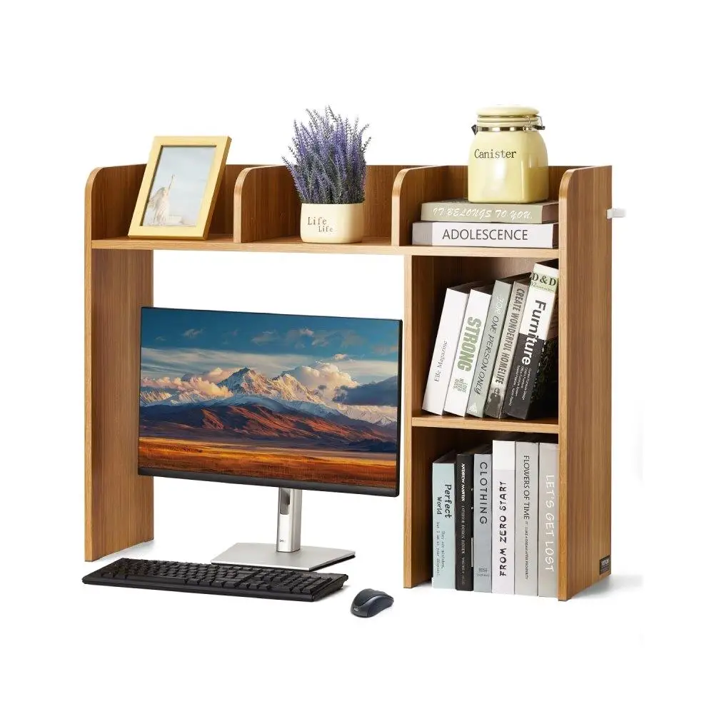 

Wooden Desktop Bookshelf 2-Tier Storage Organizer for office and Home