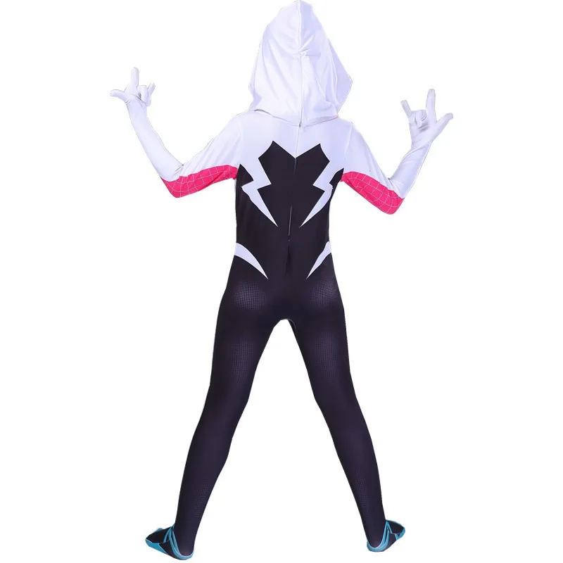 3D Women Girls Spider Gwen Cosplay Costume Gwendolyn Maxine Stacy Zentai Suit Spidergirl Cosplay Halloween Carnival Costumes