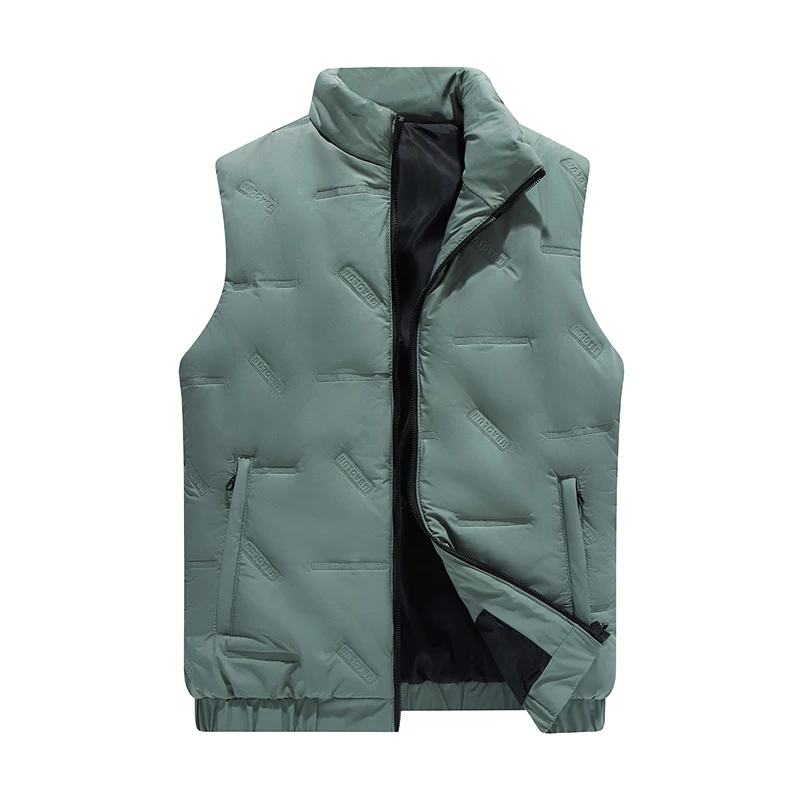Winter Vest Men Pleated Windproof Padded Vest Solid Warm Sleeveless Jackets Homme Casual Waistcoat Thicken Parkas Plus Size