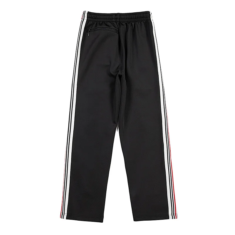 Black New Loose Casual Pants Men Woman Straight Cylinder Side Edge Stripe Weaving Embroidery Joggers Sweatpants