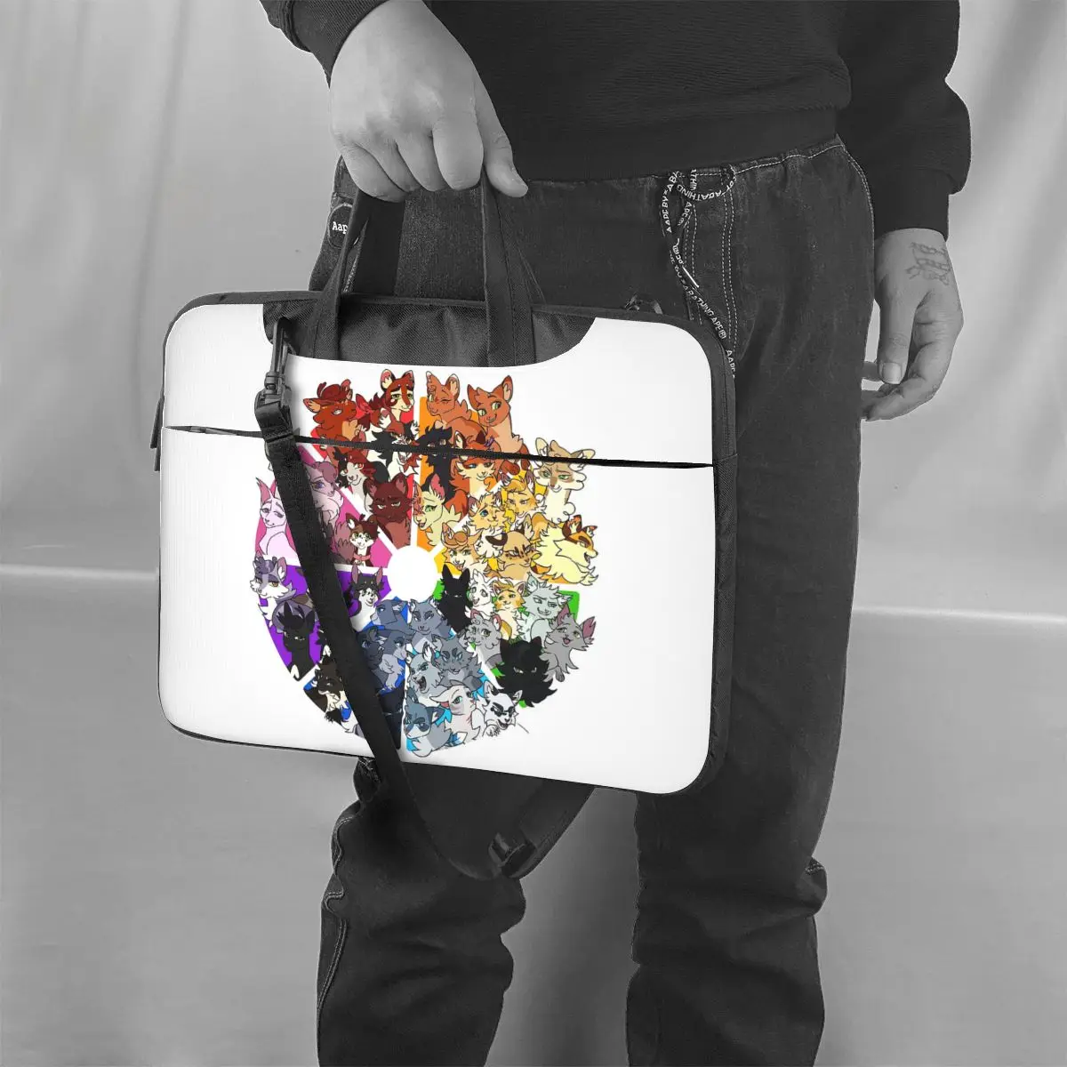 Warrior Cats Color Wheel Shockproof Laptop Bag, Caso do computador, Bolsa para Notebook para MacBook Pro Air, Crossbody, 13 polegadas, 14 polegadas, 15,6 polegadas