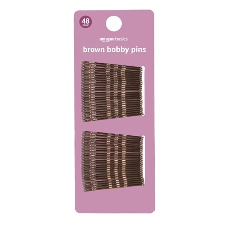 

Amazon Basics No Slip Bobby Pins for All Hair Types, Secure Hold Hair Pins for Updos, Brunette, 48 Count