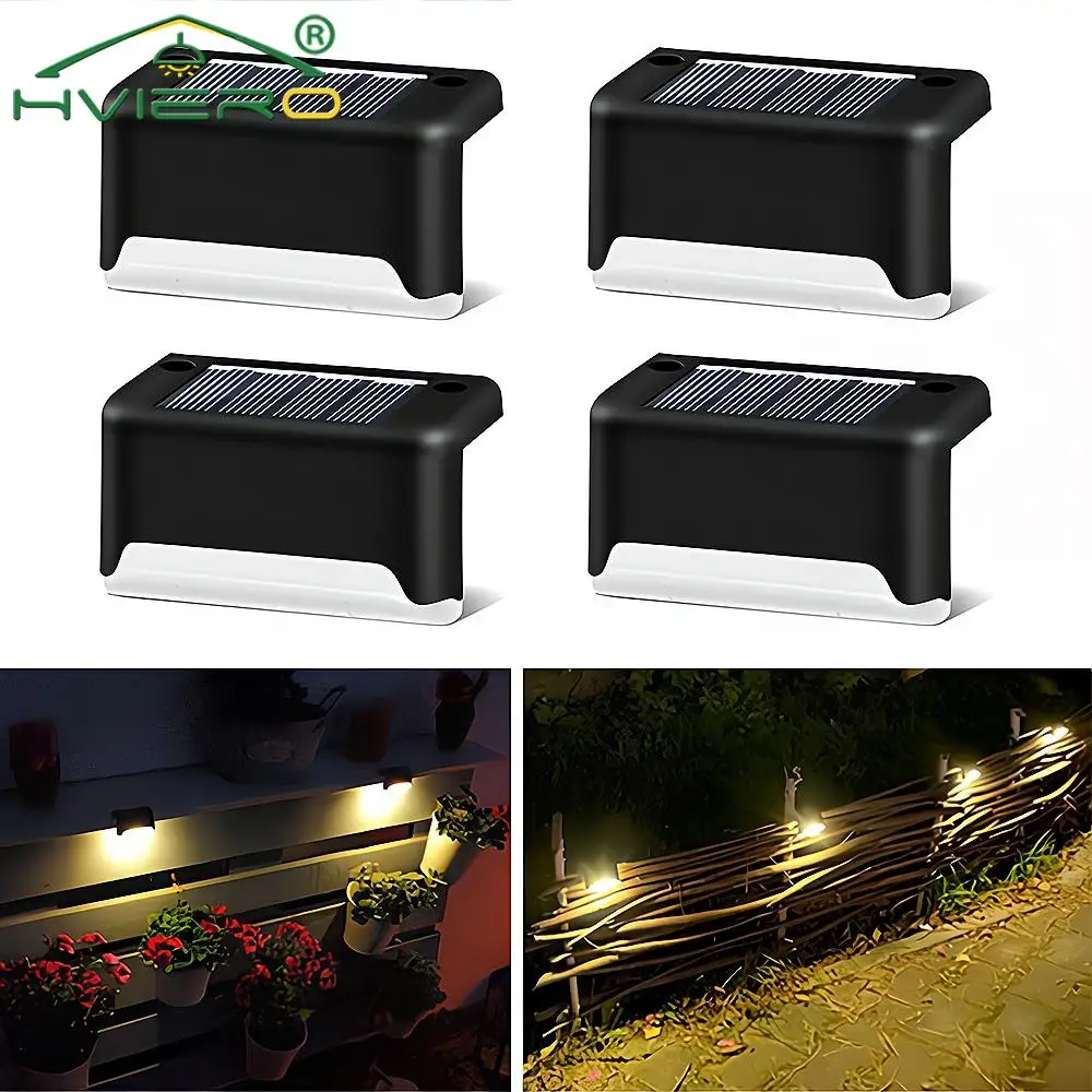 

4Pcs Solar LED Stair Wall Lamp Outdoor IP65 Waterproof For Courtyard Yard Patio Steps Fence Garden Pathway Lighting Night Light