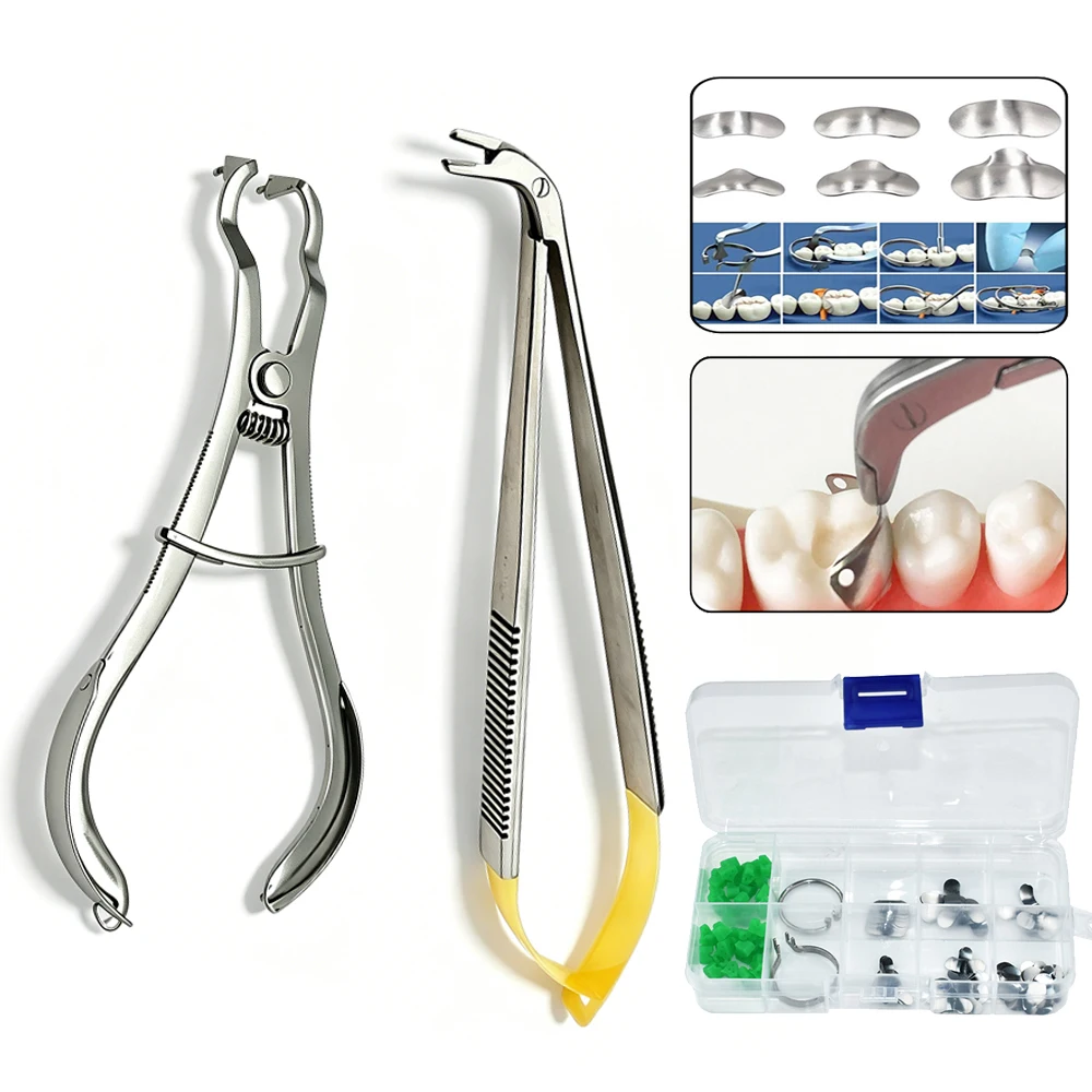 Dentist Fillings Matrix Holder Clamp Matrices Placement Tweezer Dental Sectional Matrix Contoured Metal Matrices Bands