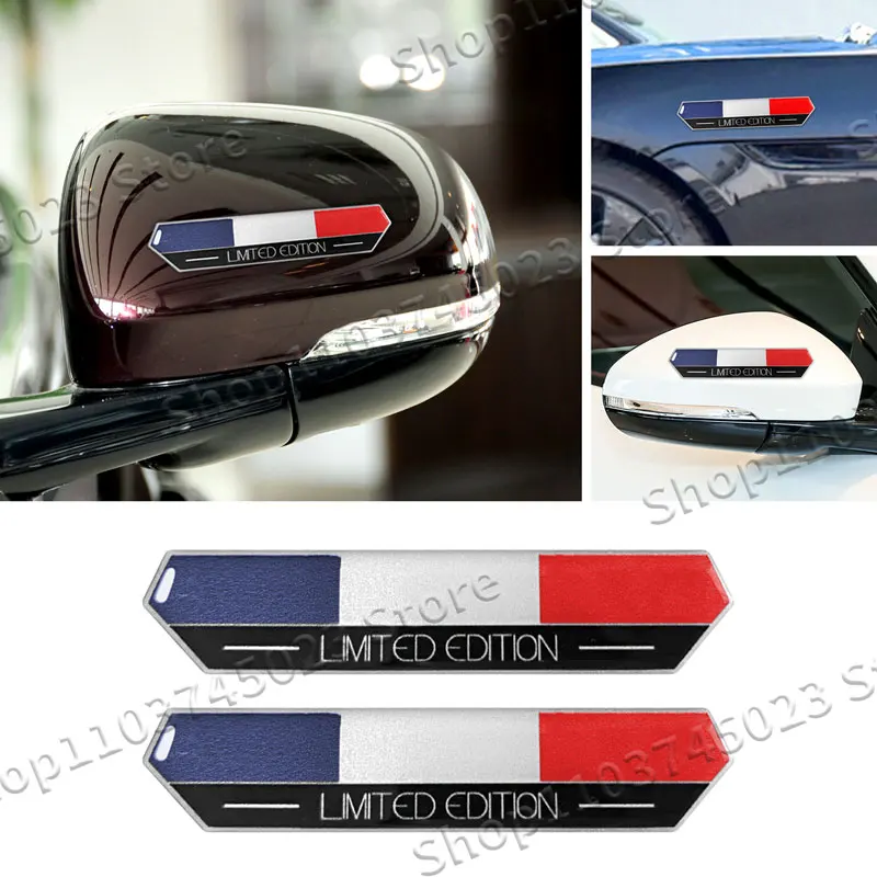 2Pcs France Flag Emblem Limited Edition Logo Tricolor Flag Epoxy Decorative Sticker For Motorcycle Universal Cars Accessories