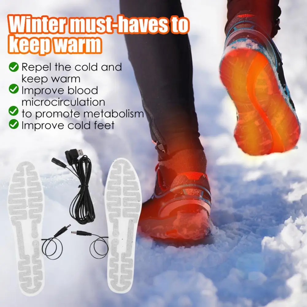 Electric Heating Insoles Shoe Inserts Usb Insoles Foot Warmers Electric Shoe Heating Pads for Men Women Winter Outdoor Sports