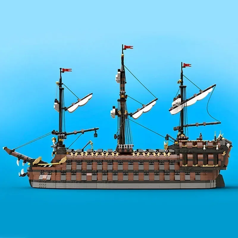 Moc ビルディングレンガ海賊軍艦モデル 48 大砲海賊船技術モジュラーブロックギフトクリスマスおもちゃ DIY セットアセンブリ