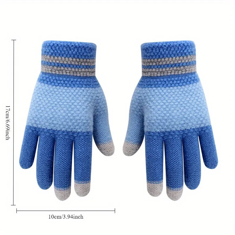 Guanti invernali touchscreen Guanti da dito unisex foderati in pile lavorato a maglia caldo per ragazzi e ragazze per la stagione fredda