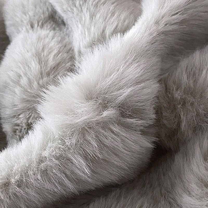 Winter Super Thick Rabbit Velvet Duvet Cover Pure Color AB Version Double-Sided Print Long Plush Soft Warm Zippered Quilt Cover