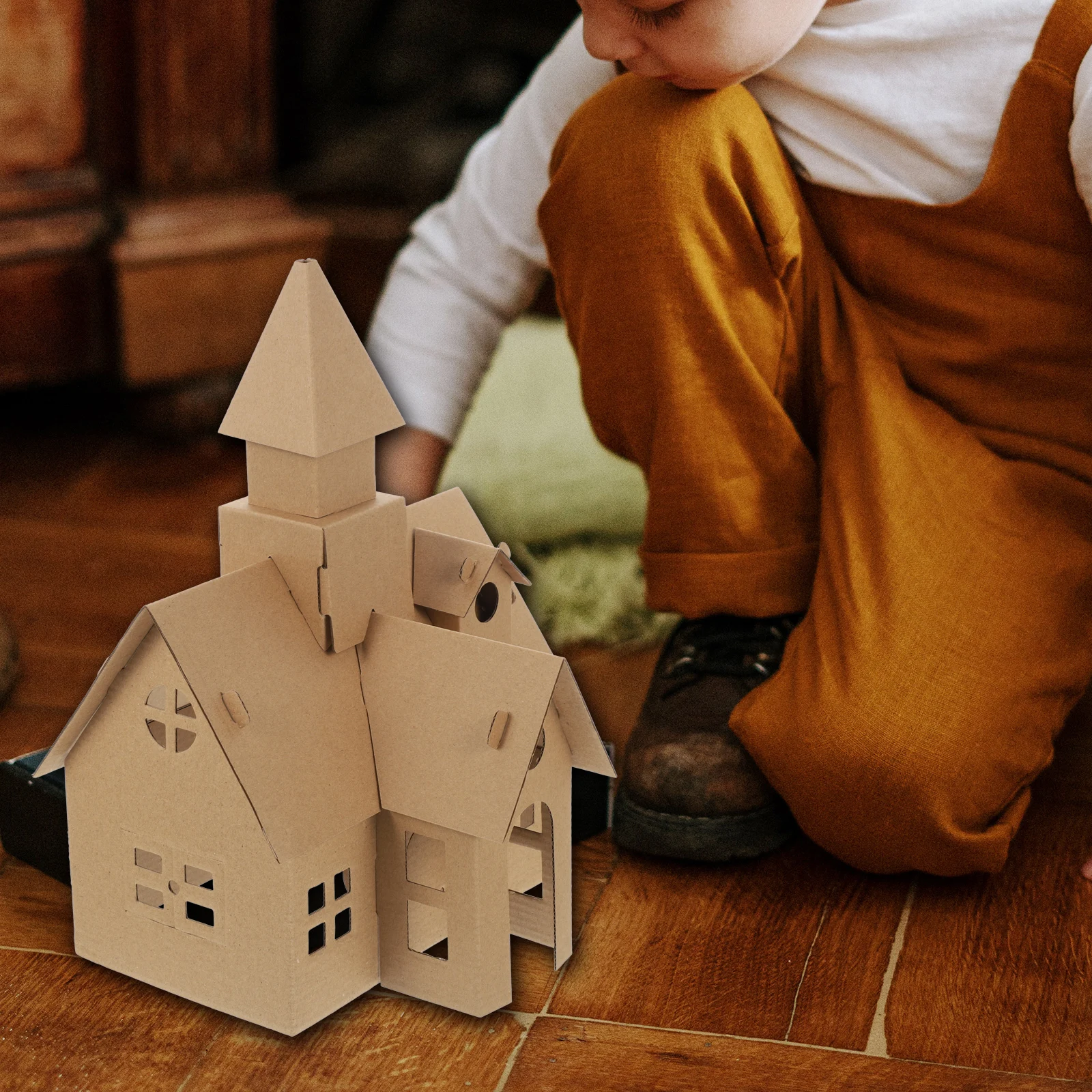 2 قطعة منزل من الورق المقوى الورقي لتقوم بها بنفسك مجموعات البناء للأطفال العلوم التعليمية للأطفال تجميع اللعب القلاع الحرفية #4