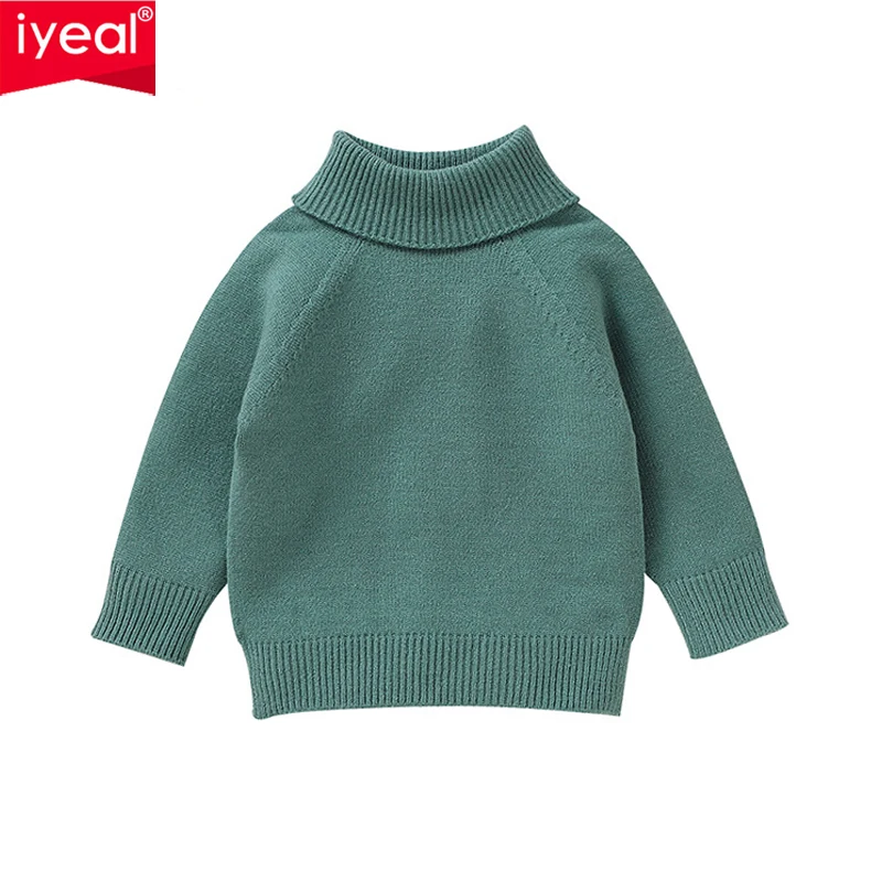 

IYEAL Autumn and Winter New Baby Boys Girls High Neck Sweater Children's Solid Color Versatile Knit Top