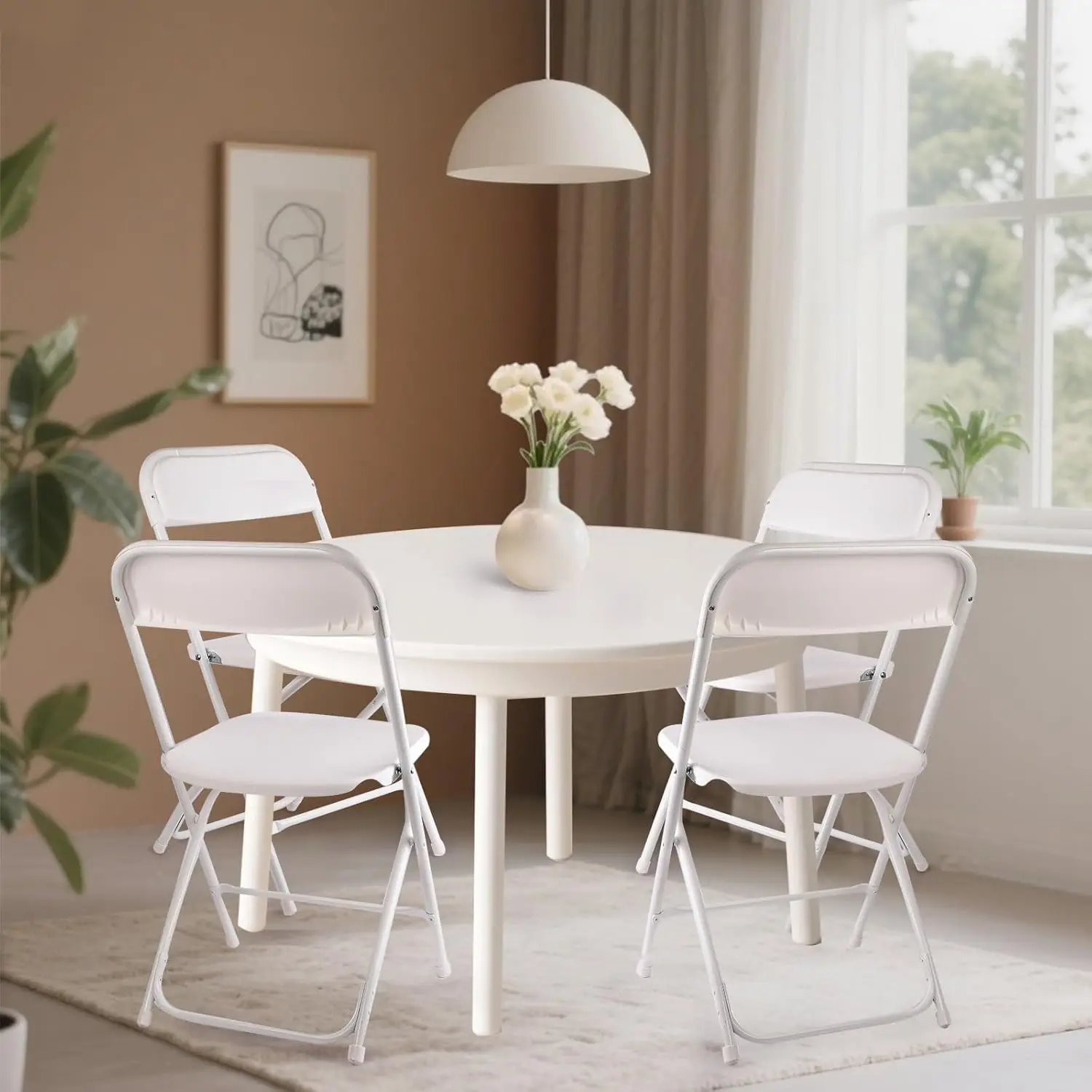 10 Pack White Folding Chairs, Portable Stackable Commercial Foldable Chair, Indoor Outdoor Plastic Folding Chair, Customized image 3