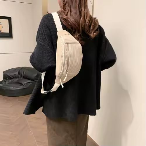 Women Waist Bag Corduroy Student Shoulder Handbag Crossbody Chest Breast Bag Fanny Pack Fashion Phone Female Bum Belt Purse - Image 5