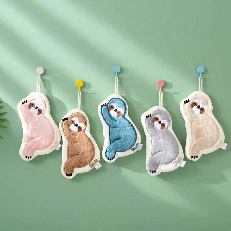 

New Creative Cartoon Hand Towel Series Kawaii Panda Dessert Sloth Shaped Hand Towel in Bathroom Kitchen Cute Room Wall Decor