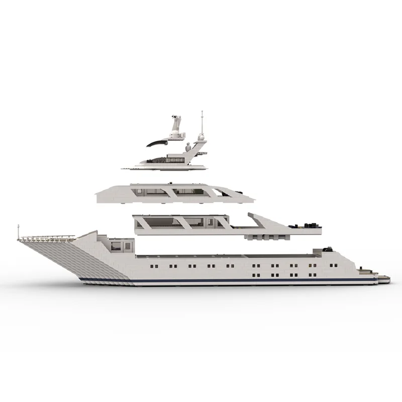 6297pcs MOC Luxury Super Yacht In Minifigure Size Boat Model Building Blocks Christmas Gifts Art Idea Assemble Birthday DIY
