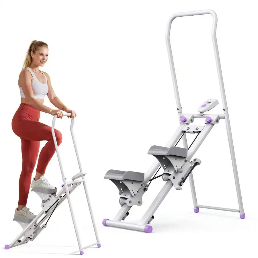 New Version Of Home Fitness Stair Step Machine, Vertical Climbing Machine Workout Equipment, Sliding Machine Suitable For Full-Body Exercise , Compact And Foldable, Adjustable Stride Length, Adjustable Resistance  & Pedals, Suitable As A Family Gift