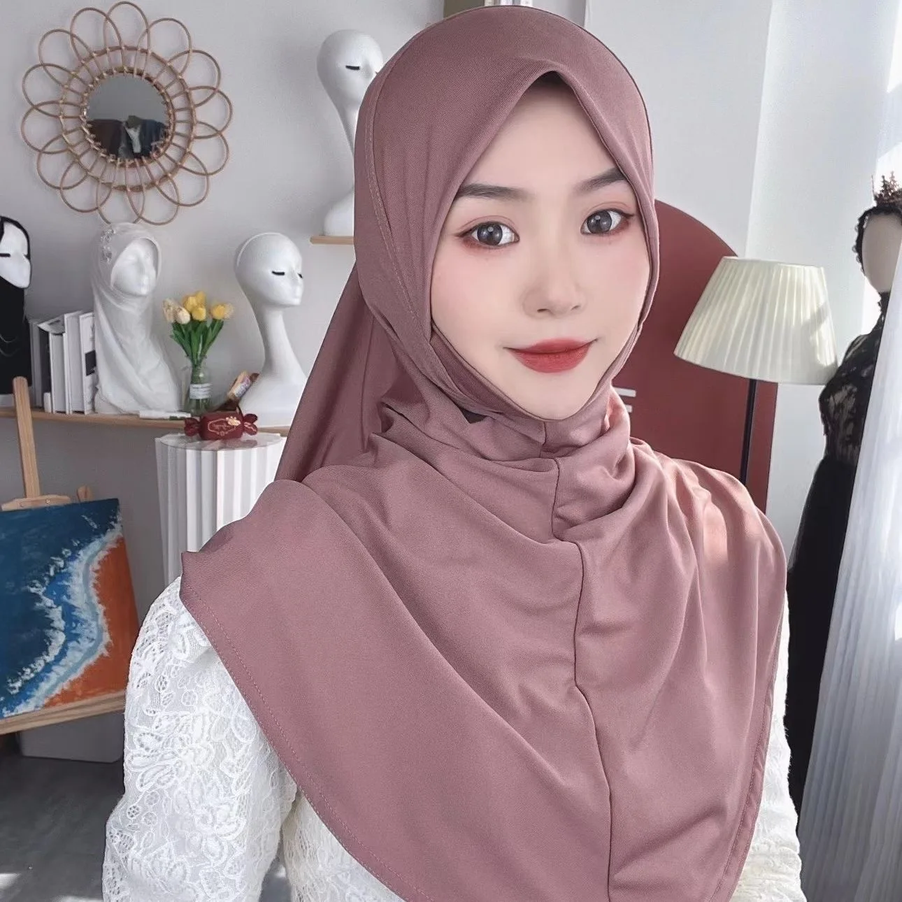 2023ฝาครอบหัว Multicolor มุสลิมผู้หญิงยาวผ้าคลุมไหล่ผ้าคลุมไหล่ธรรมดา Hijab