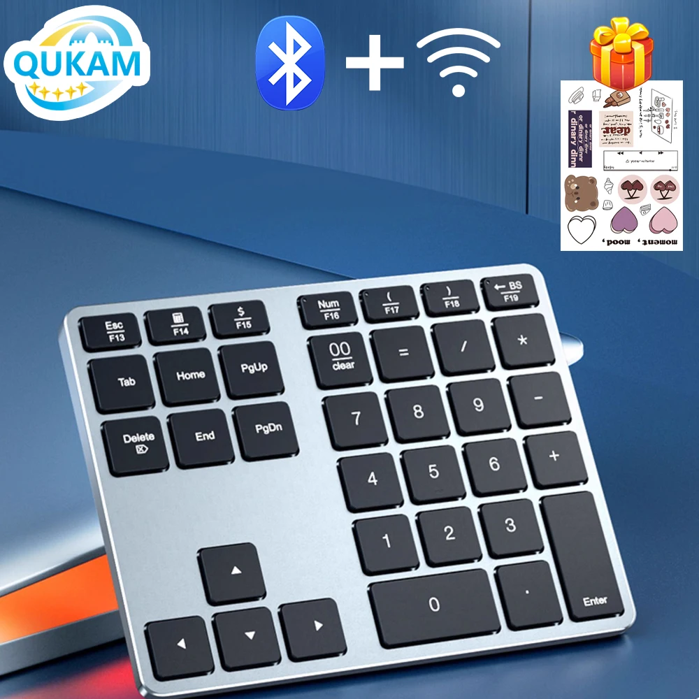 

QUKAM 2025Dual Bluetooth Keyboard 2.4GHz Accounting Numeric Keypad For iPad Xiaomi Phone Pc Tablet Rechargeable Digital Wireless