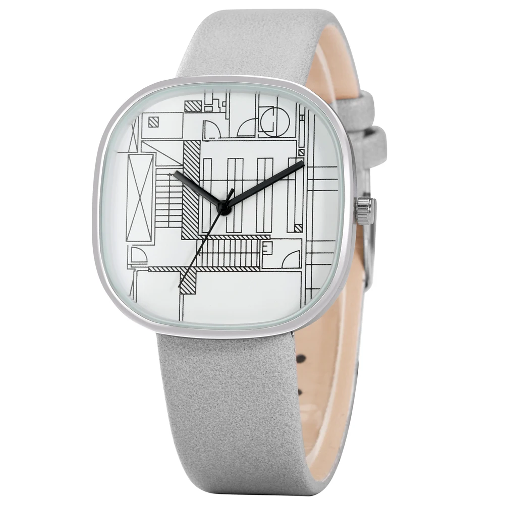 Women Square Dial Watch Gray Strap White Dial Pin Buckle Simple And Practical Composition Pattern Is Suitable For Daily Life