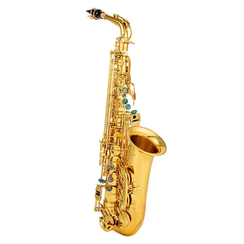 Professional E-Down Alto Saxophone High-Performance Gold Lacquer Brass Instrument for Beginners and Music Lovers