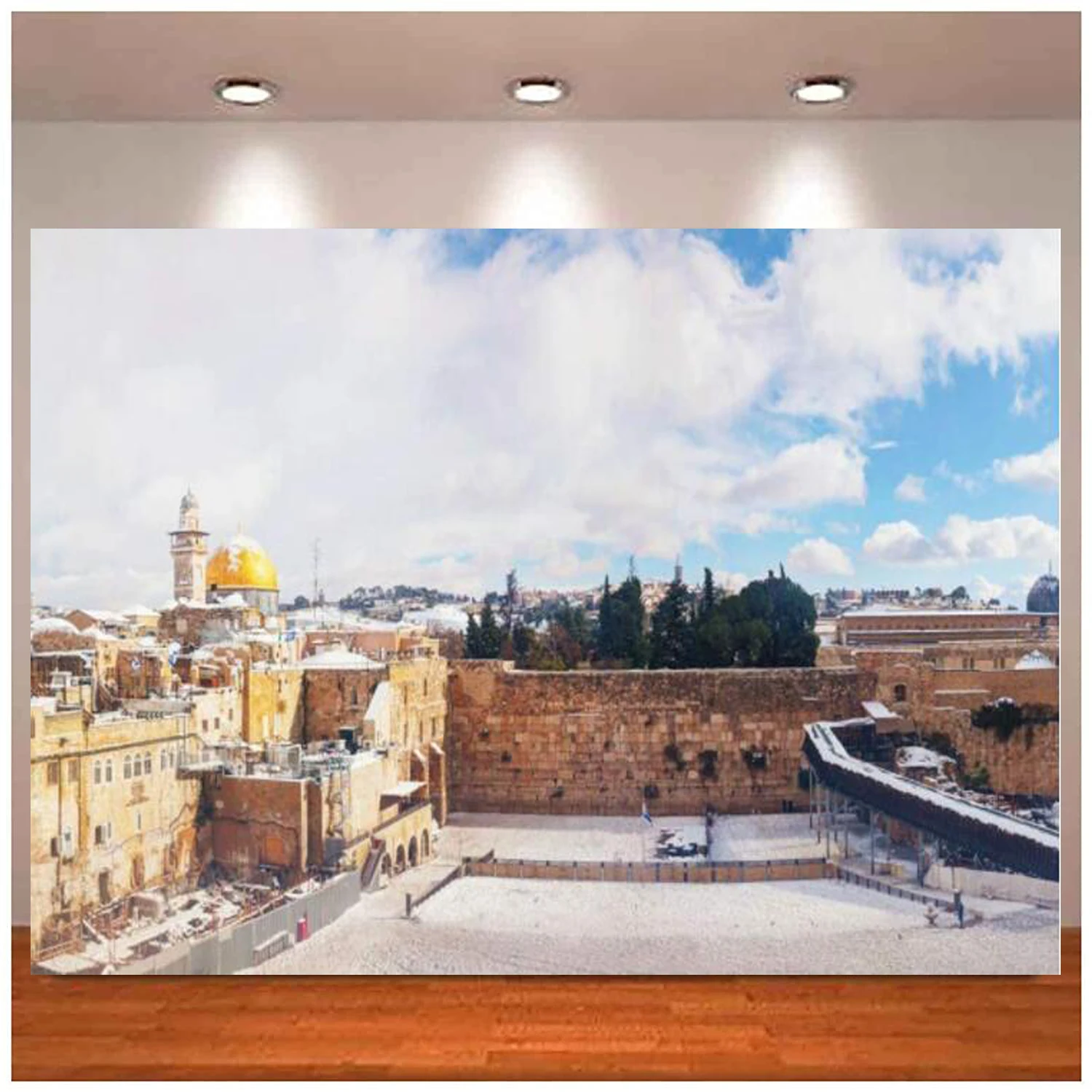 

The Western Wall Jerusalem Backdrop Temple Mount The Golden Dome Mosque Judaism Wailing Wall Ruins Background Event Decor Banner