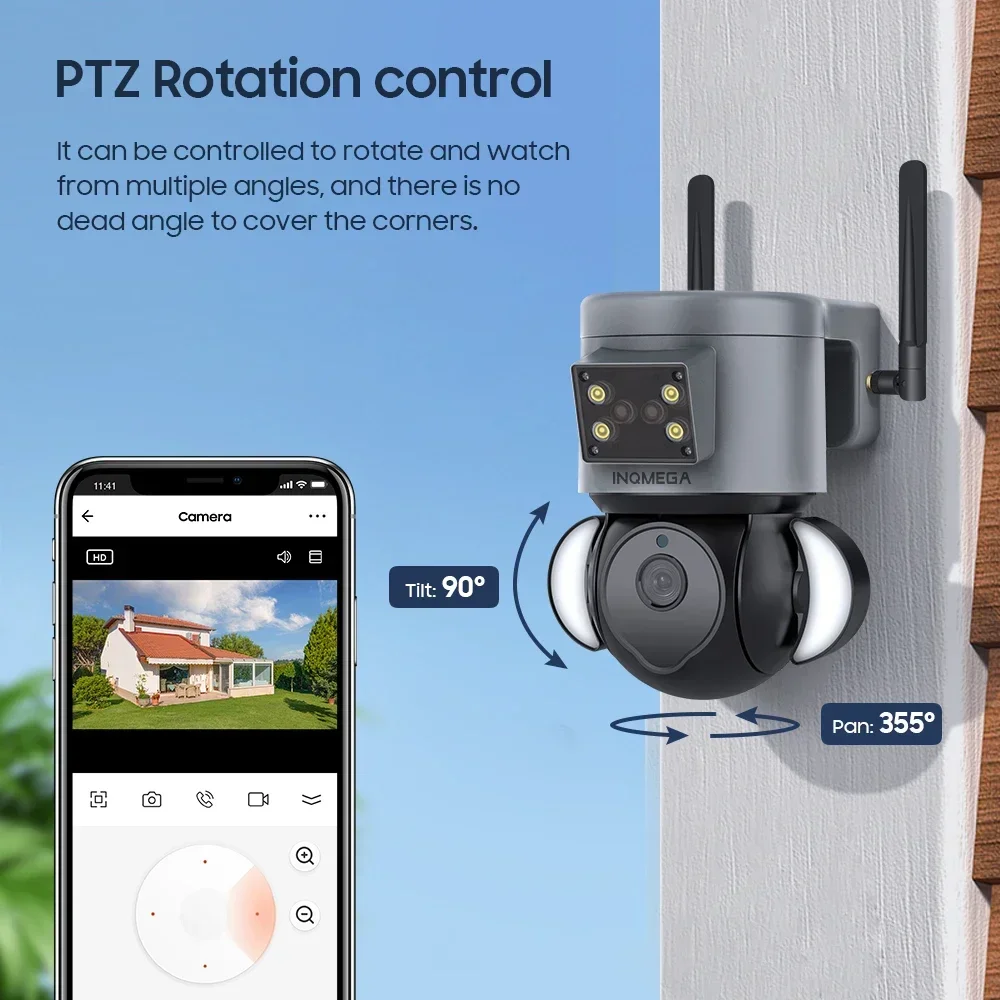 4MP HD 4G SIM Card Dual Lens IP Security Camera PTZ Camera AI Human Tracking Outdoor Camera