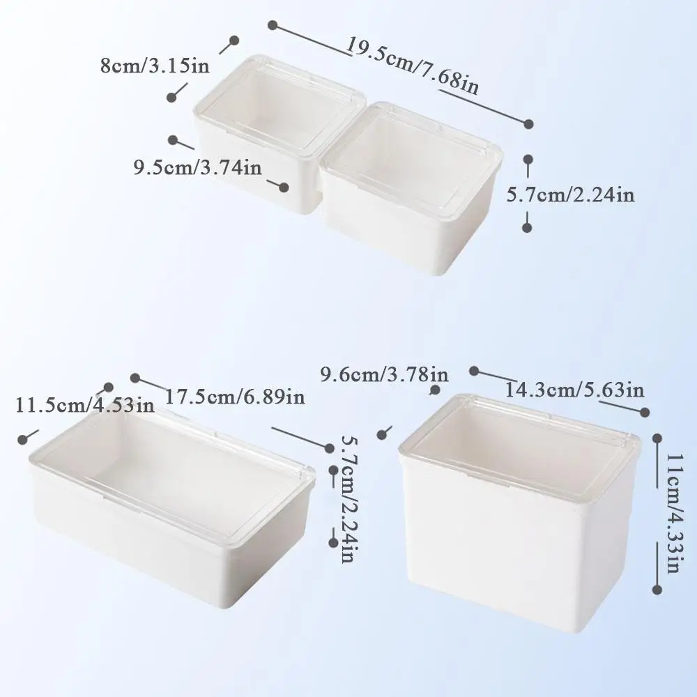 White Storage Box with Lid for Jewelry Stationery Headwear Rectangular Transparent Plastics Collection Case Home Organizer Boxes