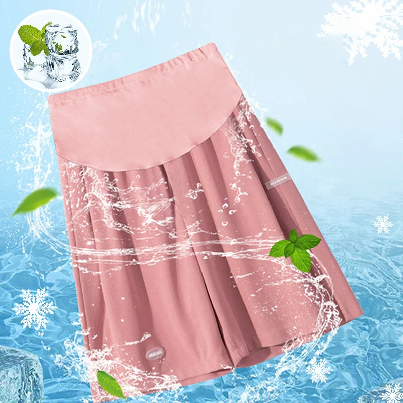 شورت أمومة عالي الخصر للنساء الحوامل ، كابريس حمل فضفاض ، مقاس كبير ، ساق واسعة ، صيف #3