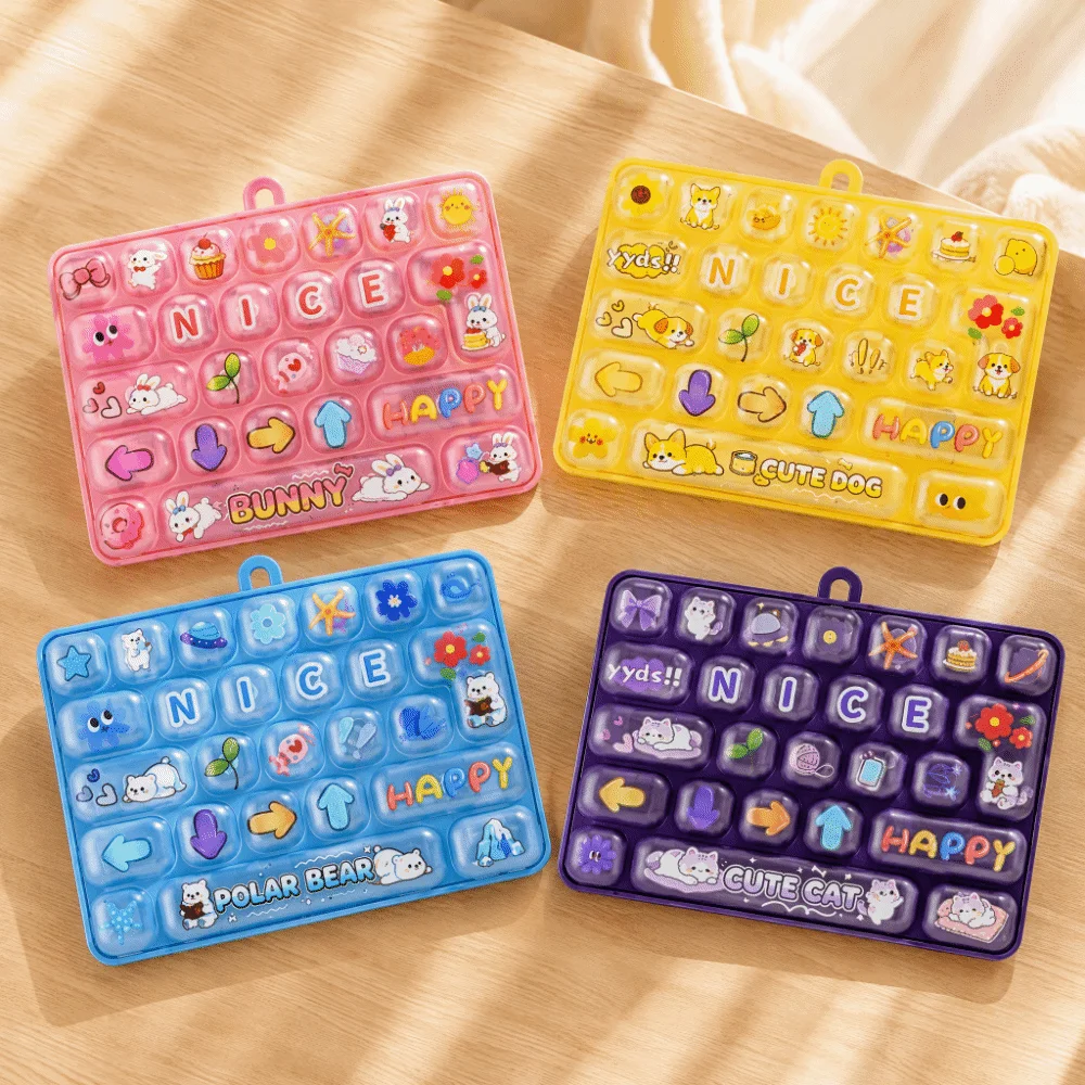 Animal Theme 26 Keys Keyboard Keychain Clear Key Sounds Plastic Mechanical Keyboard Cartoon Pressable Keys