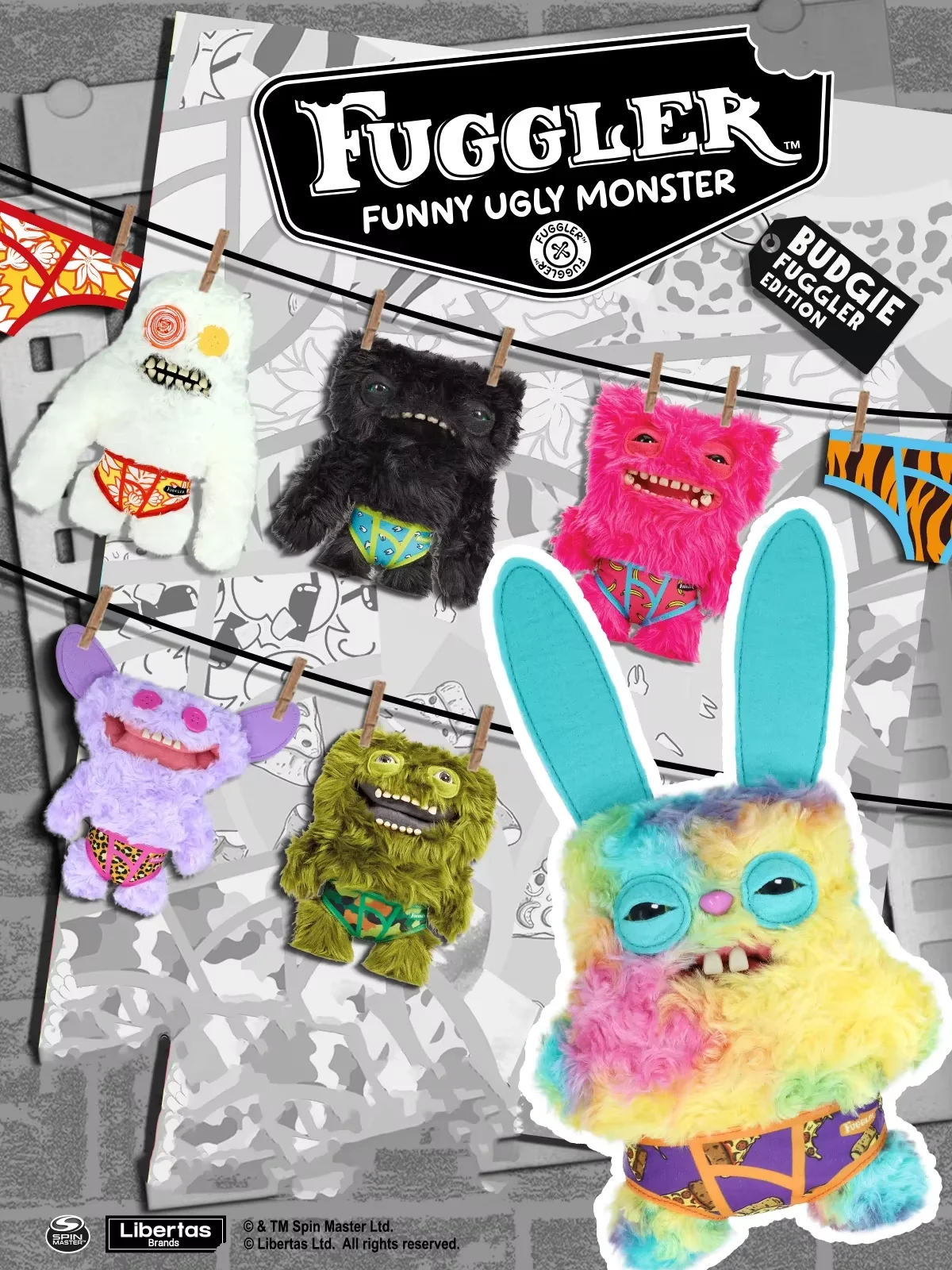 Kawaii Fuggler Ugly Monster Plushies Toys WIDE EYED WEIRDO Fuggs Teeths Stuffed Animal Funny Vibes Underwear Series Dolls 23CM