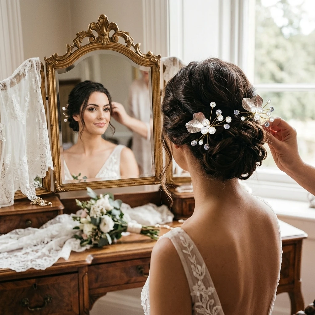 Elegant Hair Accessories Set for Bridal Wedding Ceremony Party Graceful Alloy Hairpins Jewelry Gift Box Set
